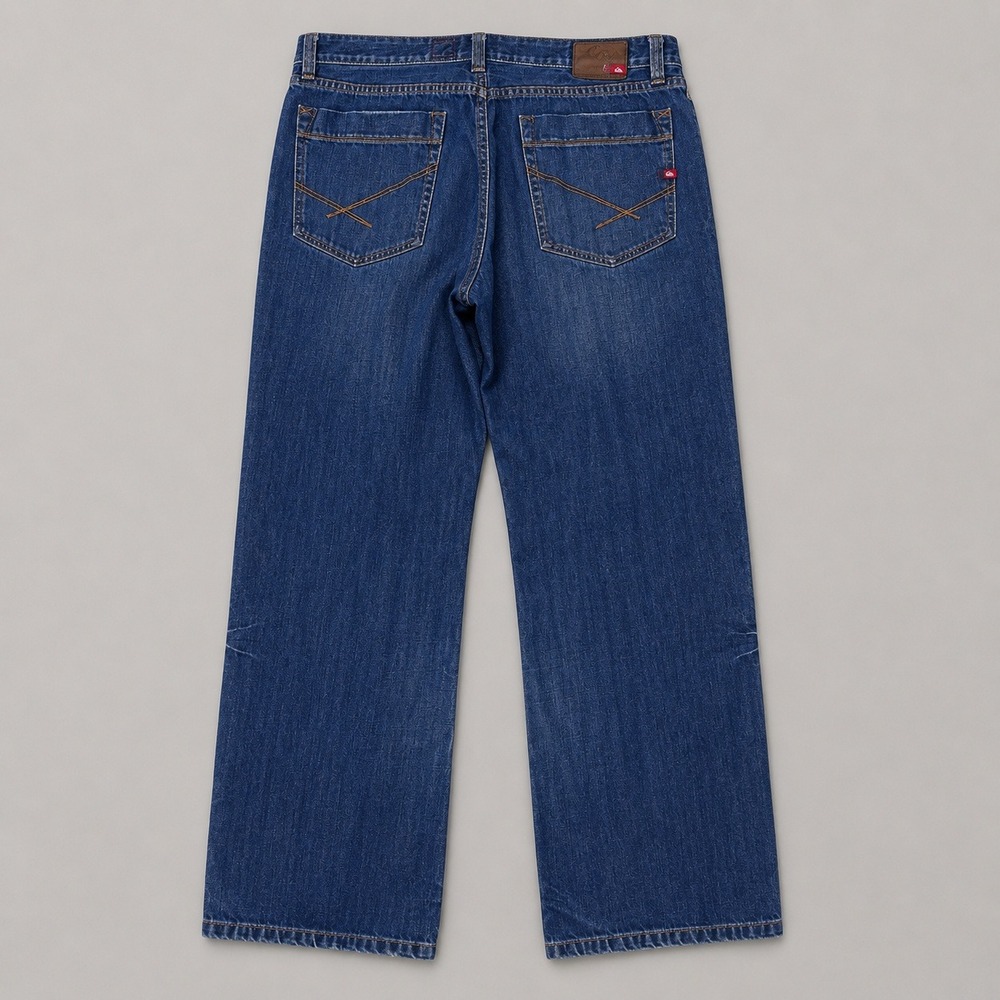 Quiksilver QuikJean Mens 38 Baggy Blue Denim Jeans Medium Wash Y2k Style Vintage